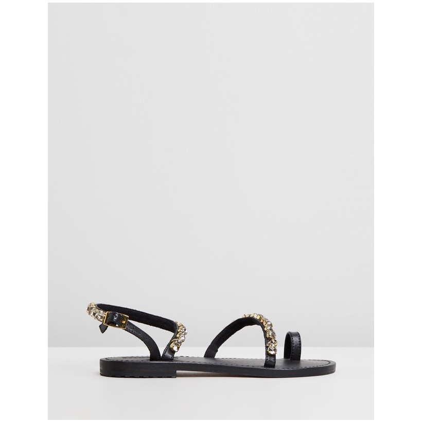 Jewel Ankle-Strap Sandals Black Diamond by Mystique
