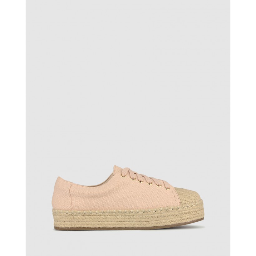 Jiggy Canvas Lace Up Espadrilles Pink by Betts