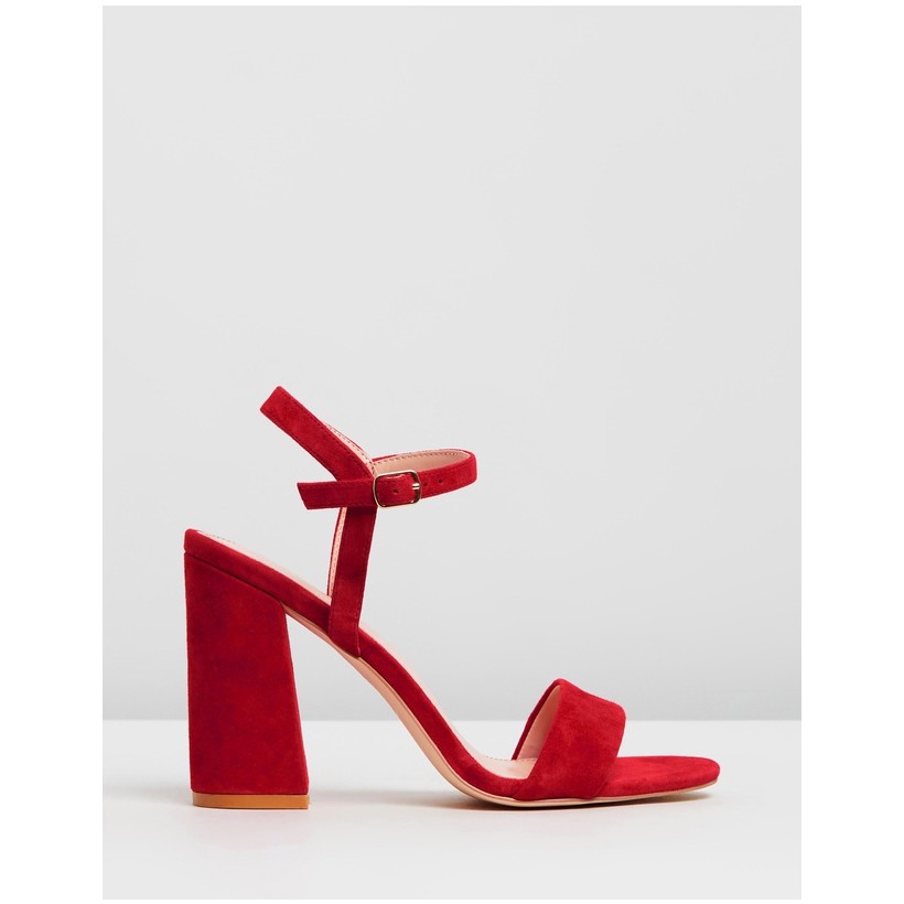 Katrina Leather Block Heels Red Suede by Atmos&Here