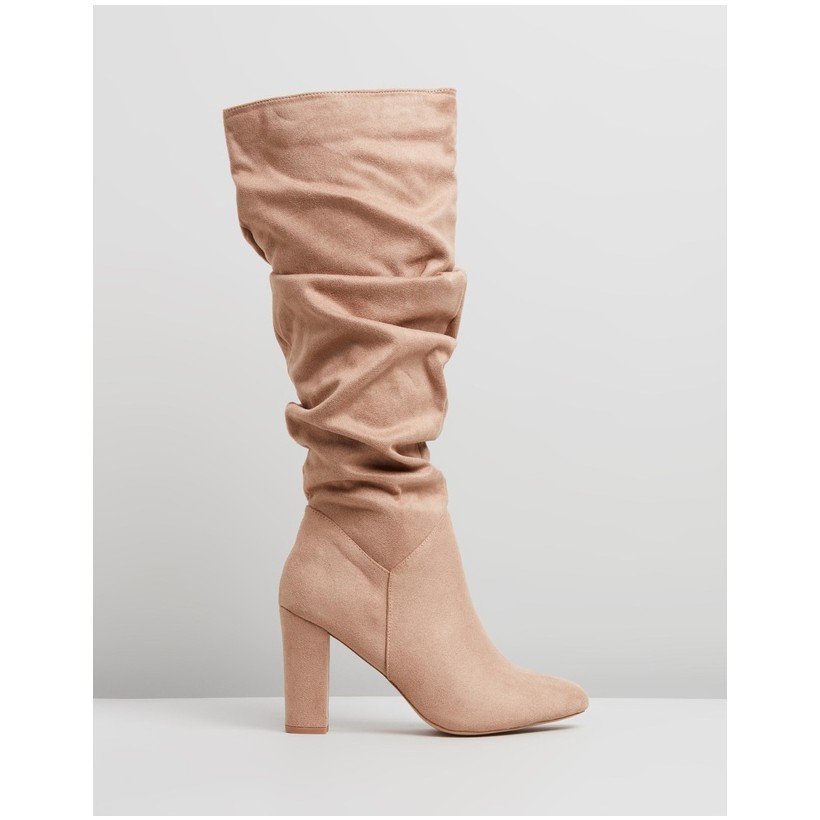 Kaylee Knee High Boots Taupe Microsuede by Spurr