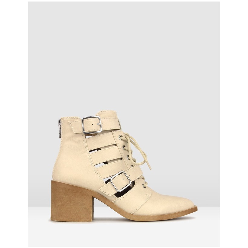 Kilter Pointed Buckle Ankle Boots Bone by Betts