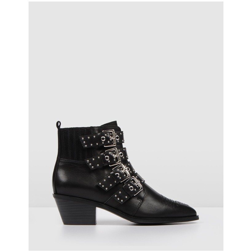 Kinley Ankle Boots Black Leather by Jo Mercer