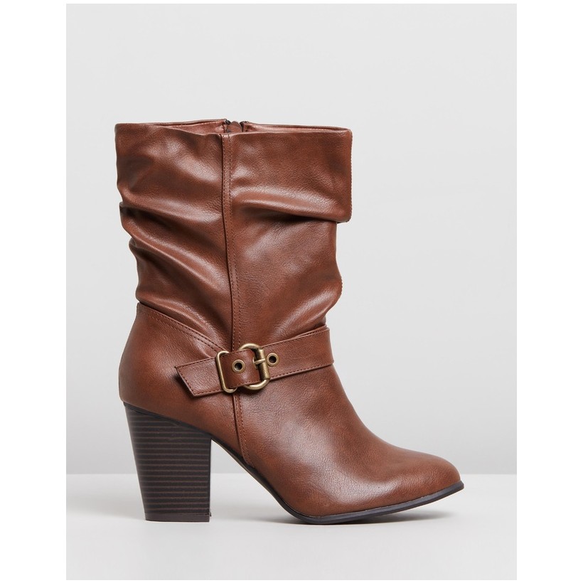 Klarissa Slouch Boots - Wide Fit Tan by Dorothy Perkins