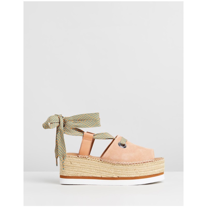 Lace Tie Flatforms Tan by See By Chlo??