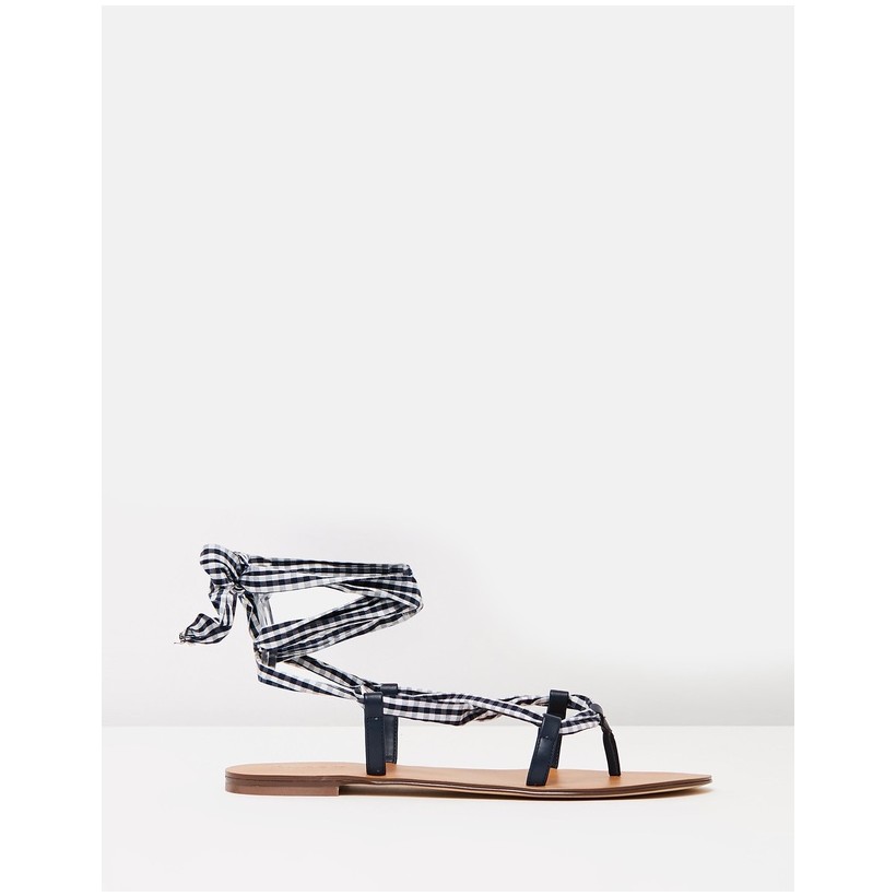 Lace-Up Caspian Sandals Navy & White by J.Crew
