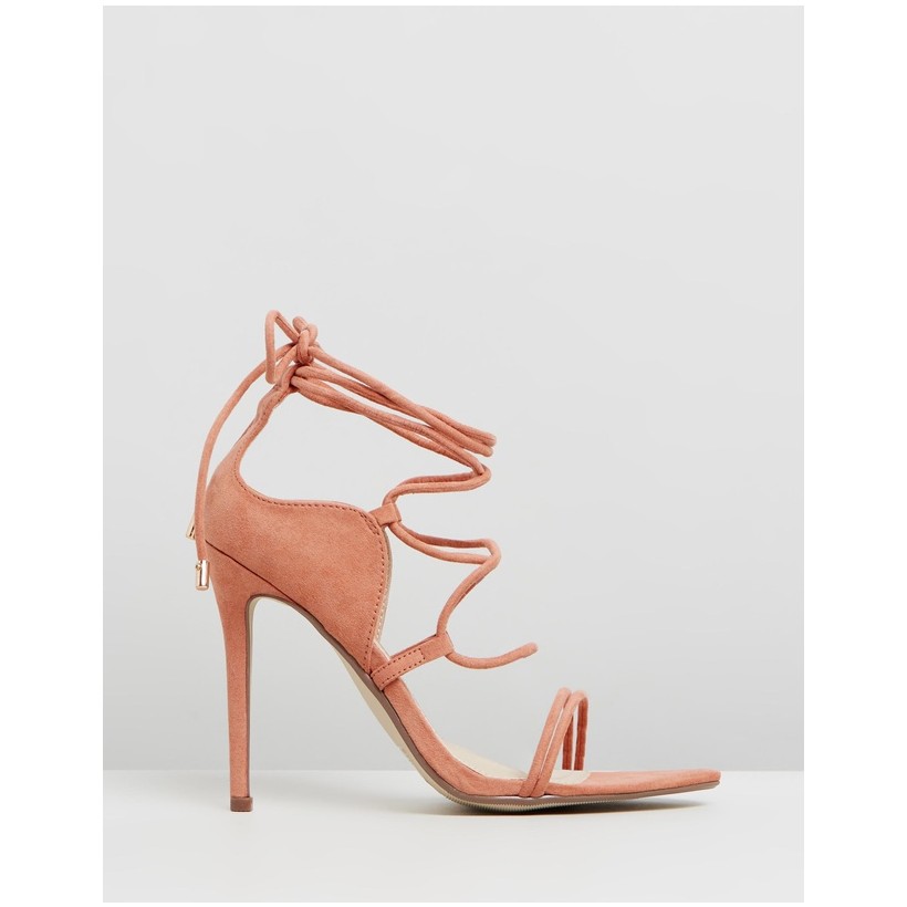 Lace-Up Double Strap Barely-There Heels Pink by Missguided