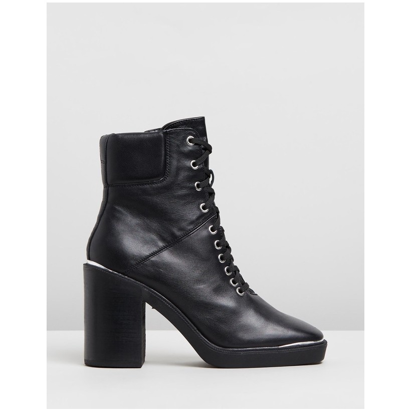 Lace-Up Hiker Boots Black by Topshop