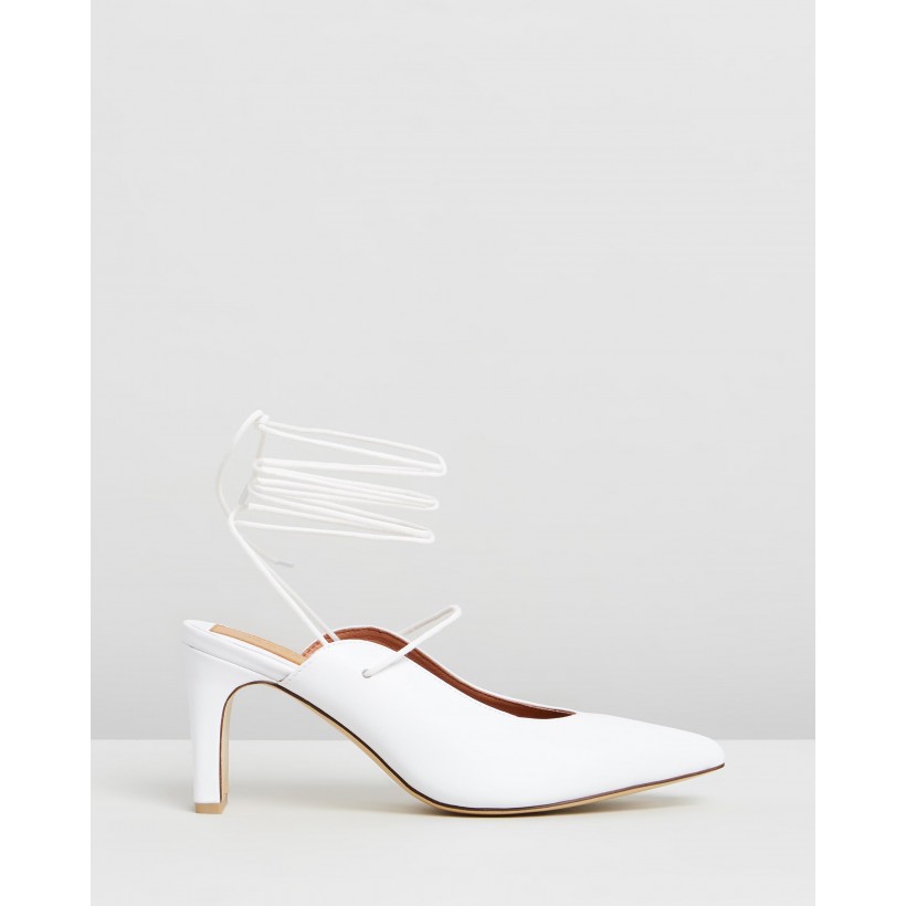 Laced Leather Heels Ivory by Jaggar The Label