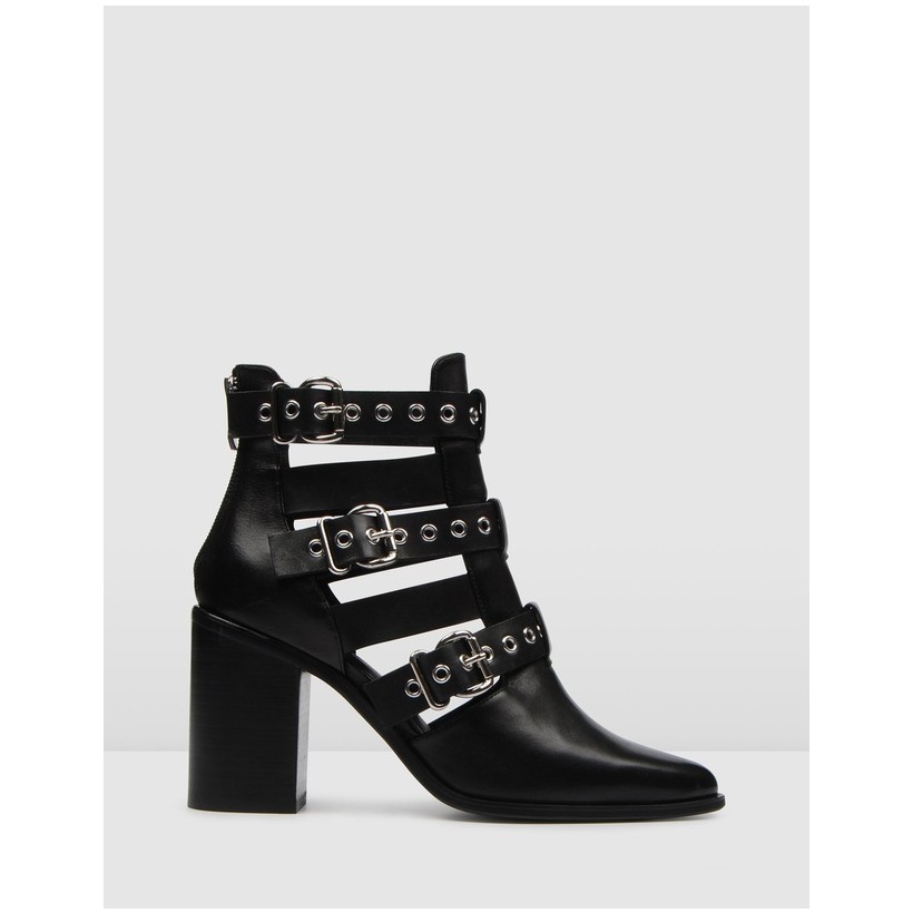 Lacey Ankle Boots Black Leather by Jo Mercer