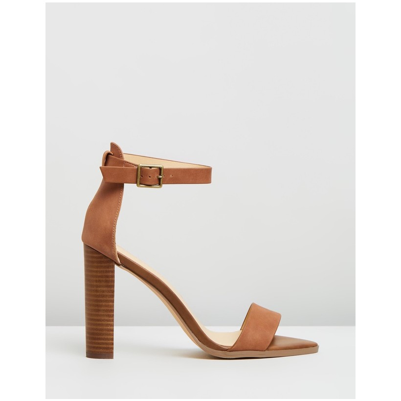 Lara Leather Block Heels Tan Leather by Atmos&Here