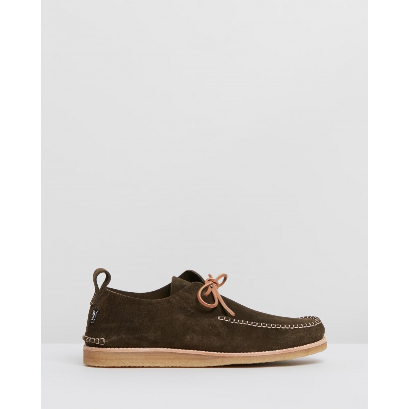 Lawson Crepe Moccasins Olive Suede by Yogi
