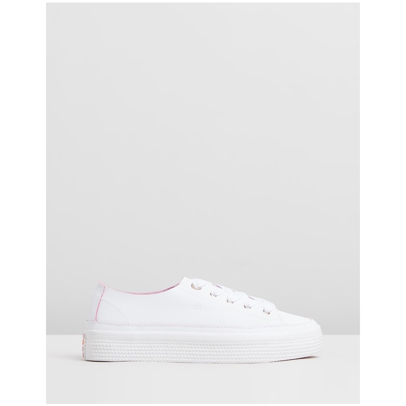 Leather Flatform Sneakers - Women's White by Tommy Hilfiger