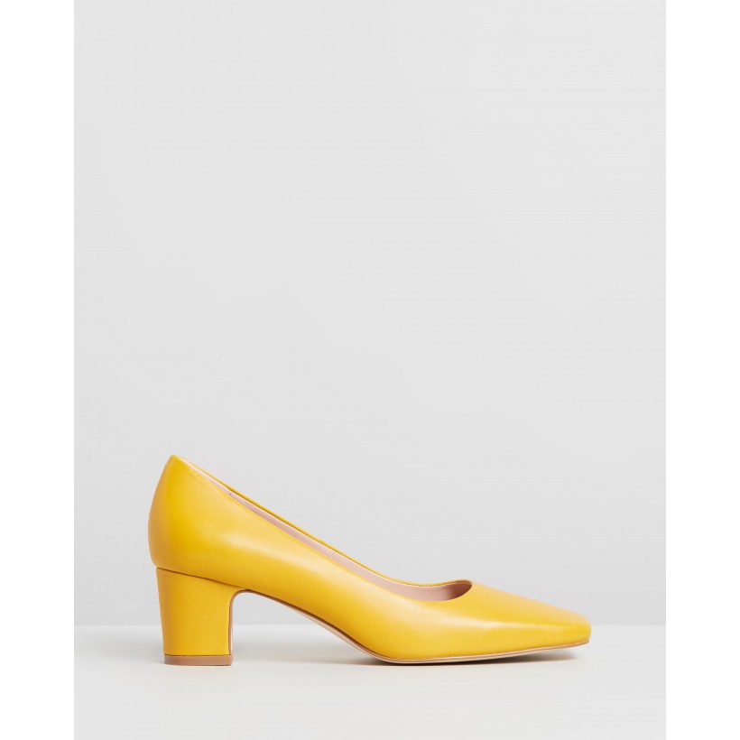 Leigh Leather Pumps Mustard Leather by Atmos&Here