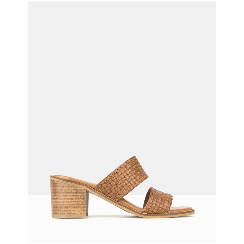 Leighton Woven Leather Block Heeled Sandals Tan by Betts