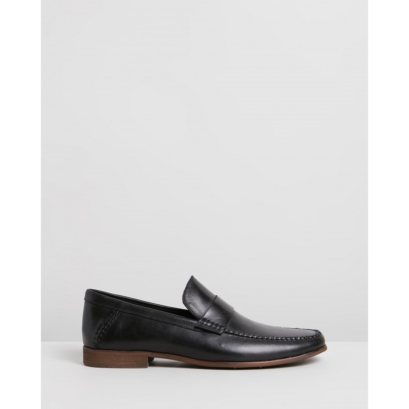 Leston Leather Loafers Black by Double Oak Mills