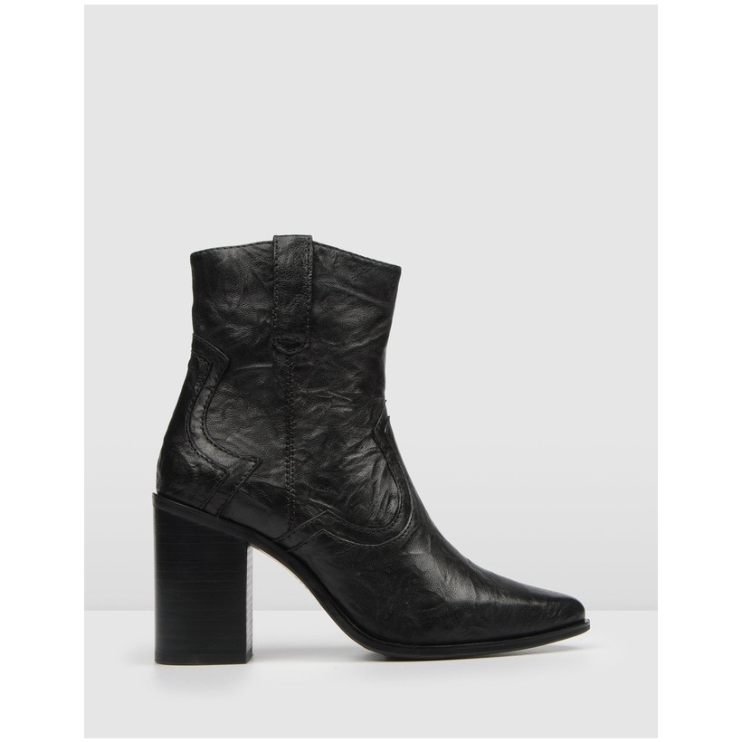 Liberty High Ankle Boots Black Leather by Jo Mercer