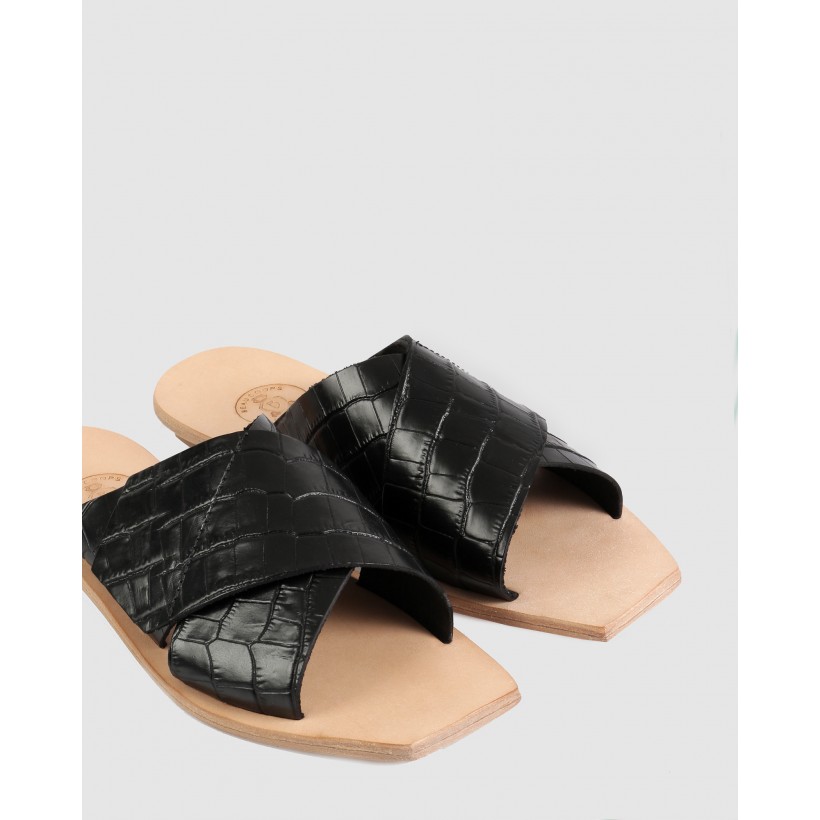 Lisette Flat Sandals Black by Beau Coops