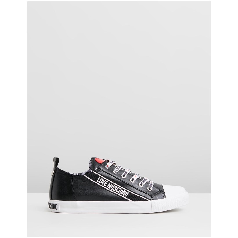 Logo Lace-Up Sneakers Black by Love Moschino