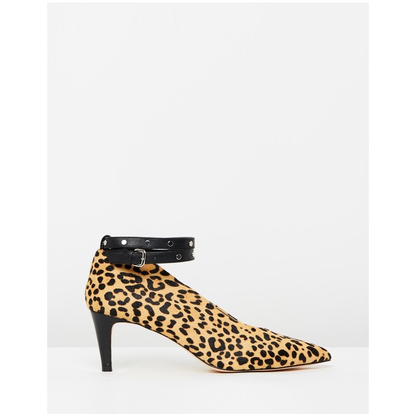 Lucy Leather Heels Leopard Pony Hair by Atmos&Here