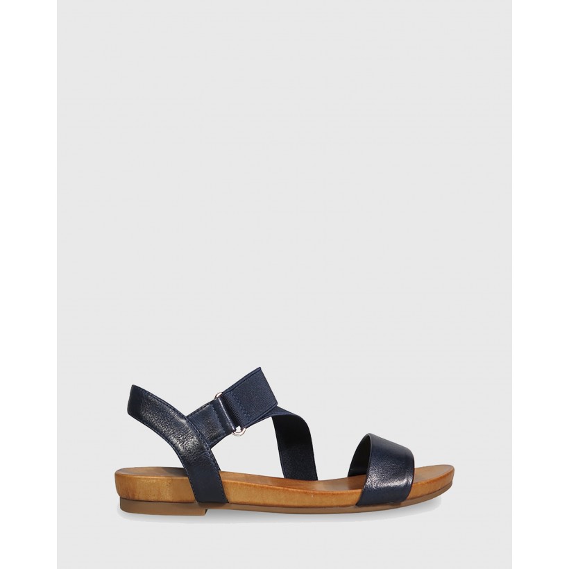 Lyla Contoured Footbed Flat Sandals Navy by Wittner