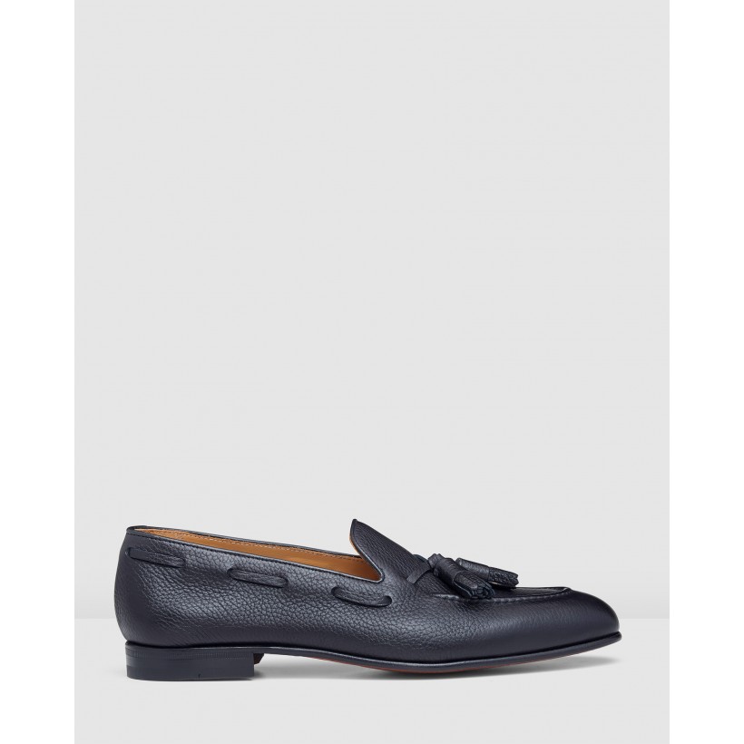 Lyons Tassel Loafers Navy by Aquila