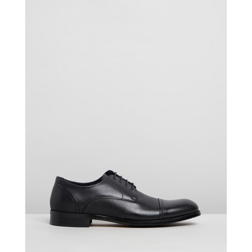 Malcolm Leather Derby Shoes Black by Double Oak Mills