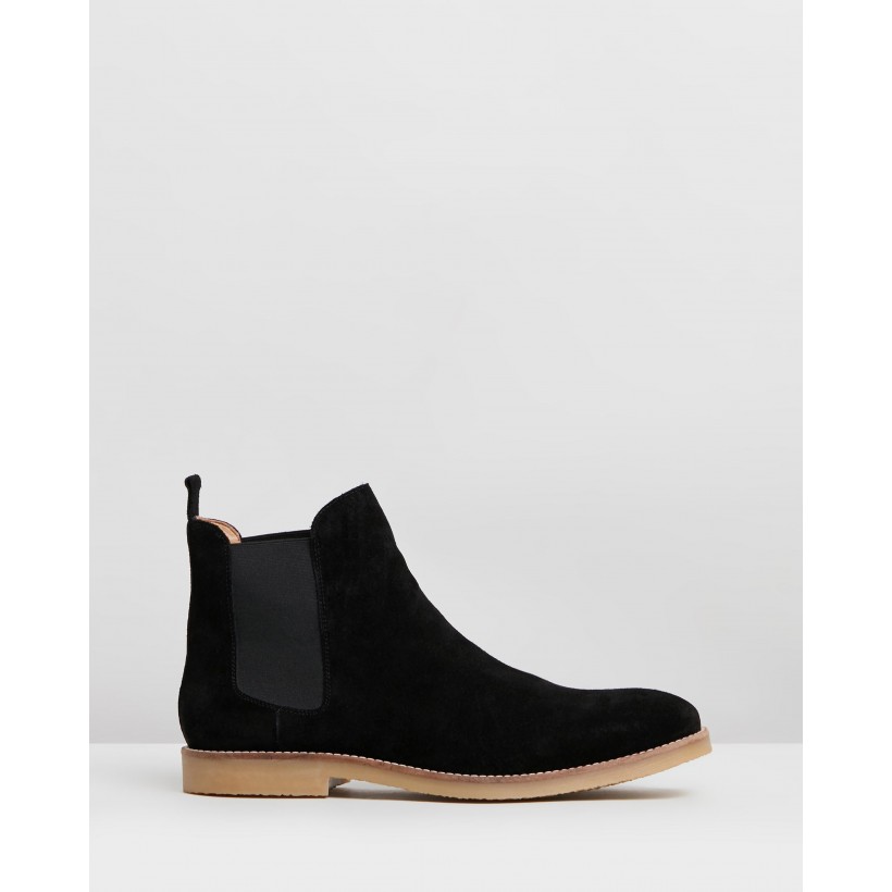 Malmo Suede Gusset Boots Black by Staple Superior