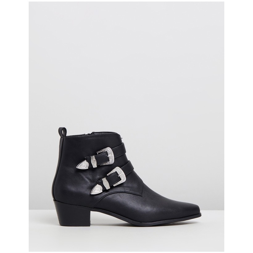 Manchester Ankle Boots Black Smooth by Dazie