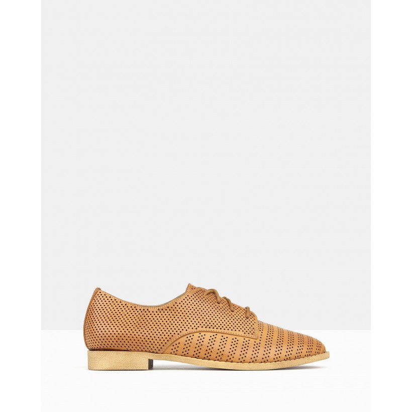 Manny Perforated Lace-Up Shoes Tan by Betts