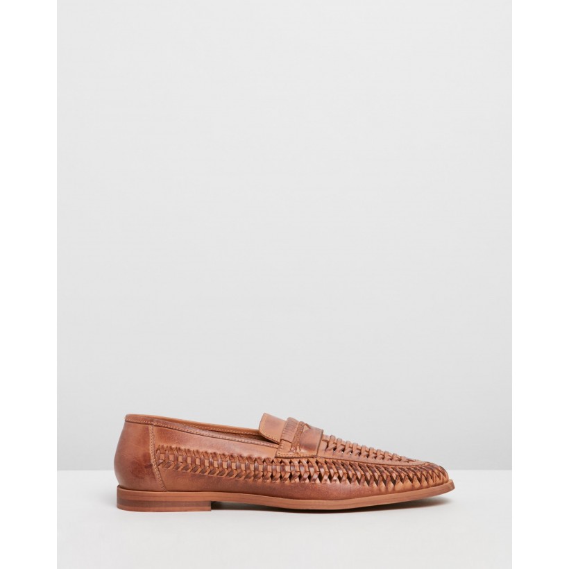 Marcos Woven Leather Loafers Tan by Staple Superior