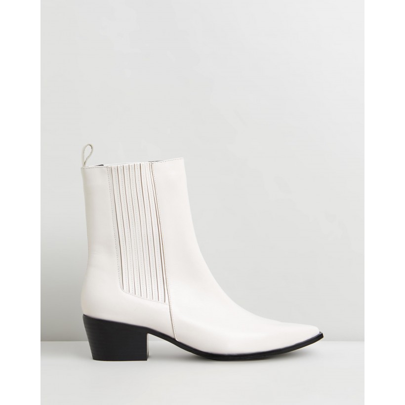 May Leather Ankle Boots Off White Leather by Atmos&Here