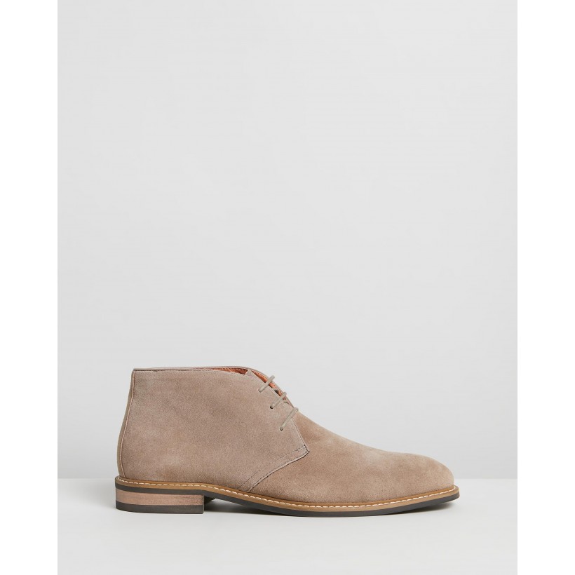 Mendy Suede Desert Boots Taupe by Double Oak Mills