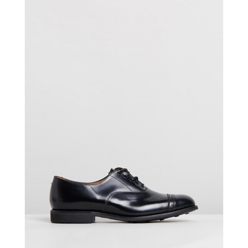 Military Punched Cap Oxford Black by Sanders