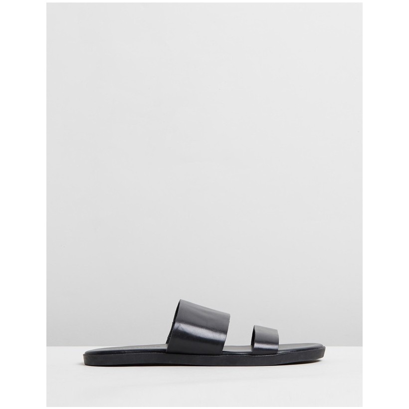 Molly Slides Black Leather by Atmos&Here