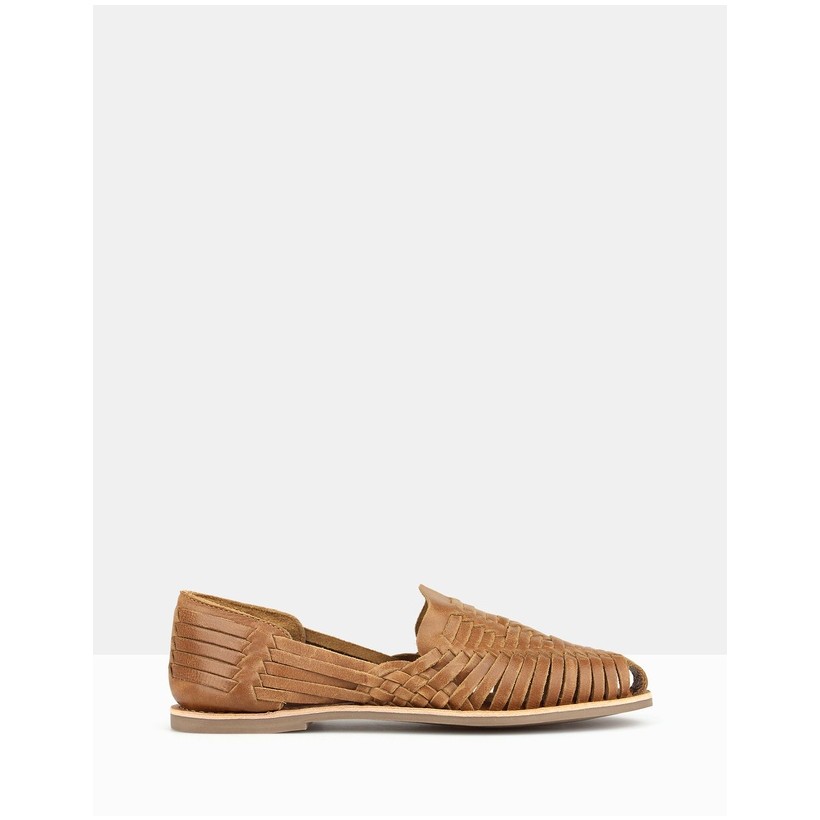 Monaco Leather Huarache Loafers Cognac by Betts
