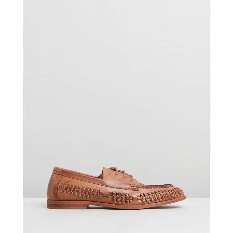 Morata Woven Leather Lace-Up Moccasins Tan by Staple Superior