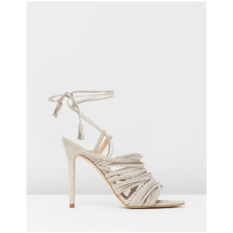 Multi Strap Tassel Sandal Nude Suede by Mode Collective