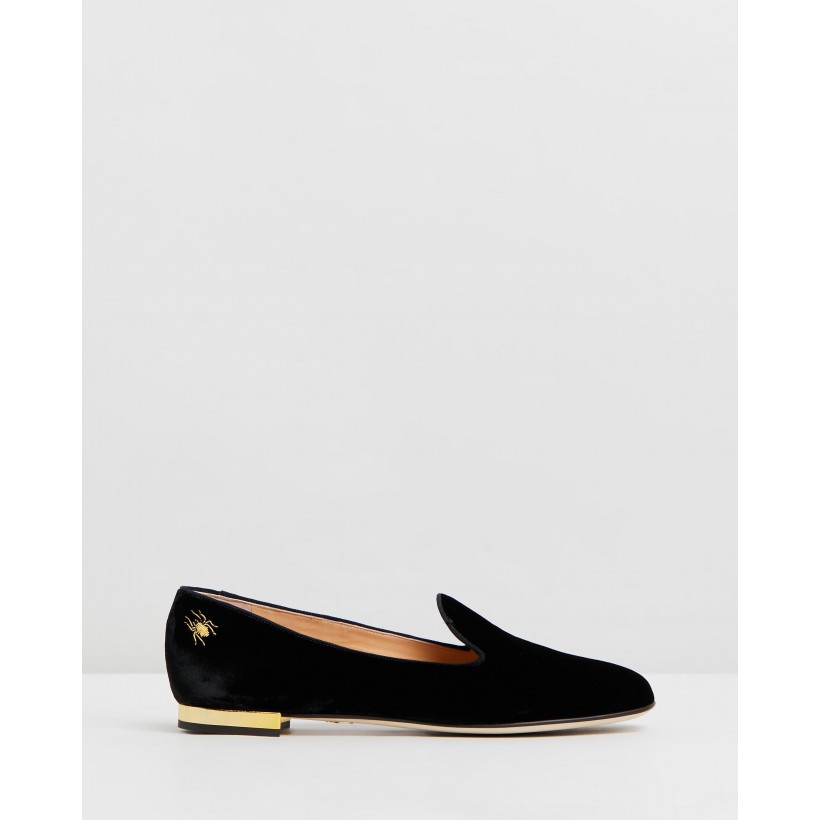 Nocturnal Flats Black Velvet by Charlotte Olympia