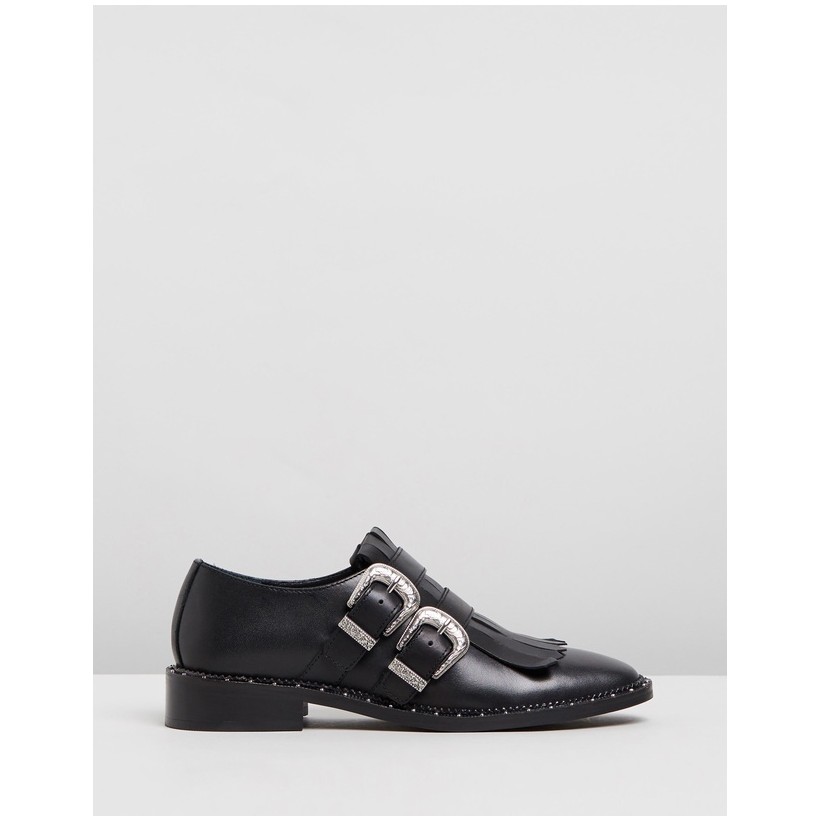 Noir Buckled Leather Low Shoes Black by Bronx