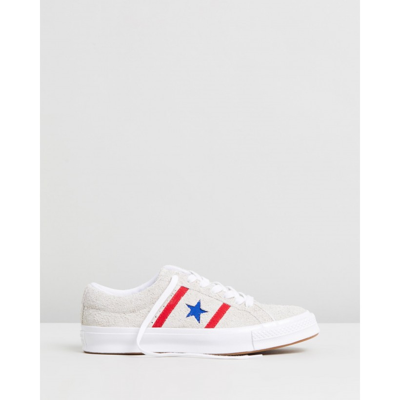 One Star Academy Archive Authentic - Men's White, Enamel Red & Blue by Converse