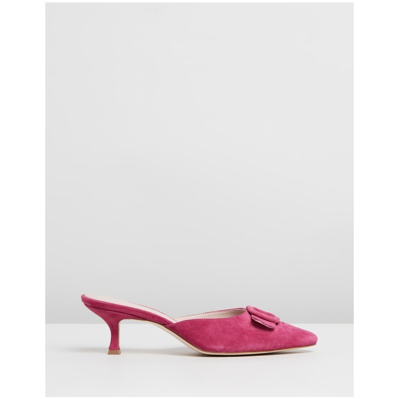 Ophelia Leather Heels Fuchsia Pink Suede by Atmos&Here