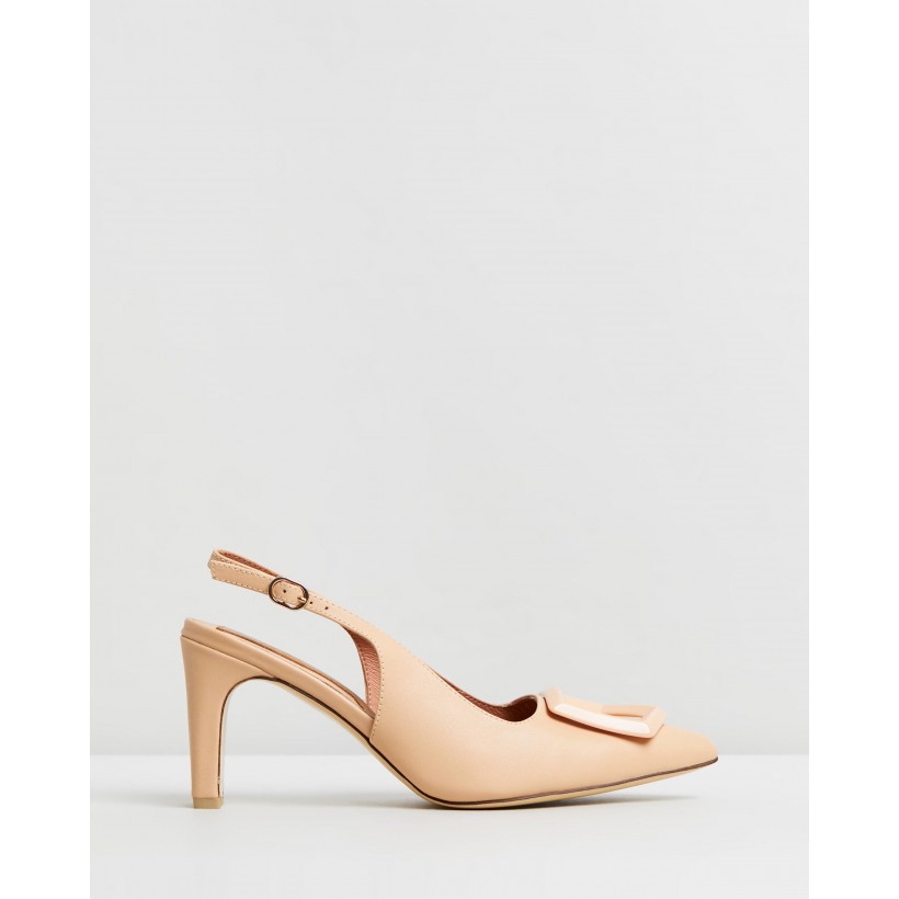 Ornament Leather Slingback Heels Amberlight by Jaggar The Label