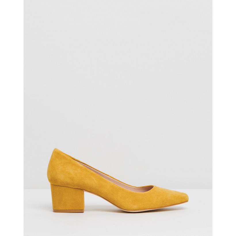 Palvin Leather Pumps Yellow Suede by Atmos&Here