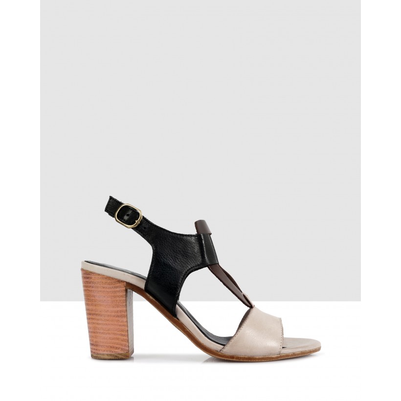 Petra Heeled Sandals Grey/black by S By Sempre Di