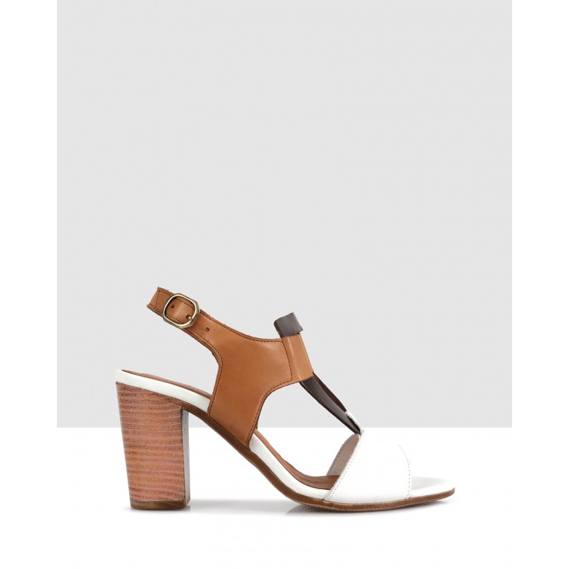 Petra Heeled Sandals White/tan by S By Sempre Di