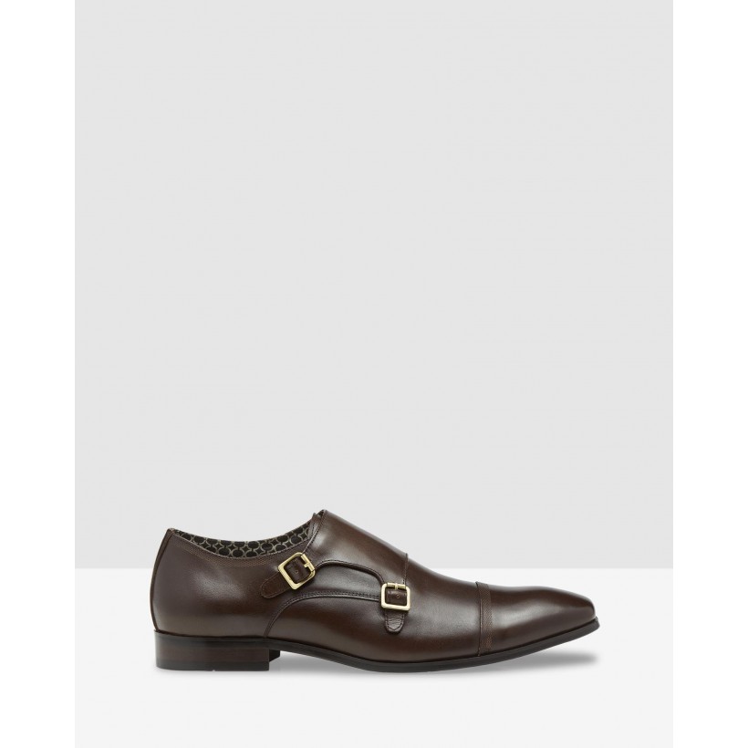 Phillips Leather Monk Shoes Mocha by Oxford