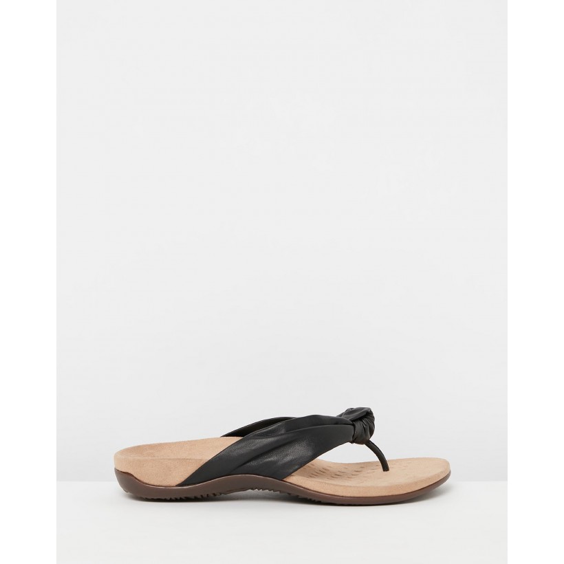 Pippa Toe Post Sandals Black by Vionic