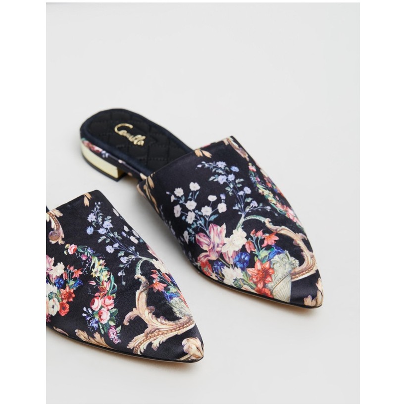 Point Toe Flat Mules Friend In Flora by Camilla