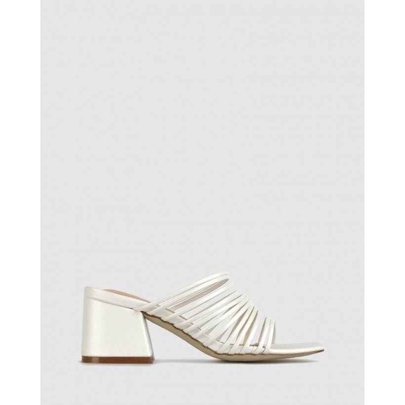 Polly Strappy Block Heel Sandals Off White by Betts