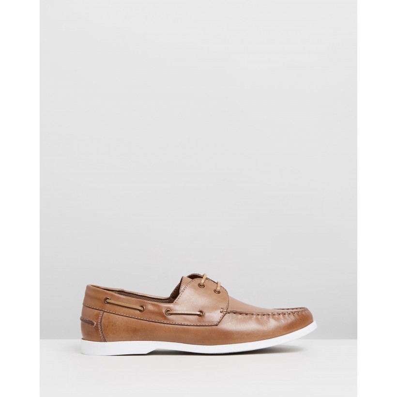 Puerto Leather Deck Shoes Tan by Staple Superior